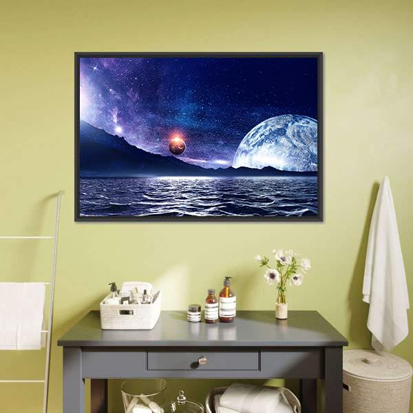Fantasy Planet & Sea Canvas Wall Art-5 Horizontal-Gallery Wrap-22" x 12"-Tiaracle