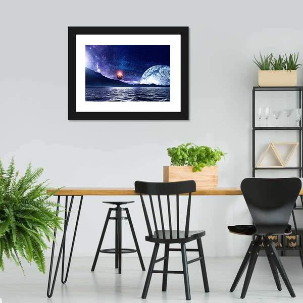 Fantasy Planet & Sea Canvas Wall Art-5 Horizontal-Gallery Wrap-22" x 12"-Tiaracle