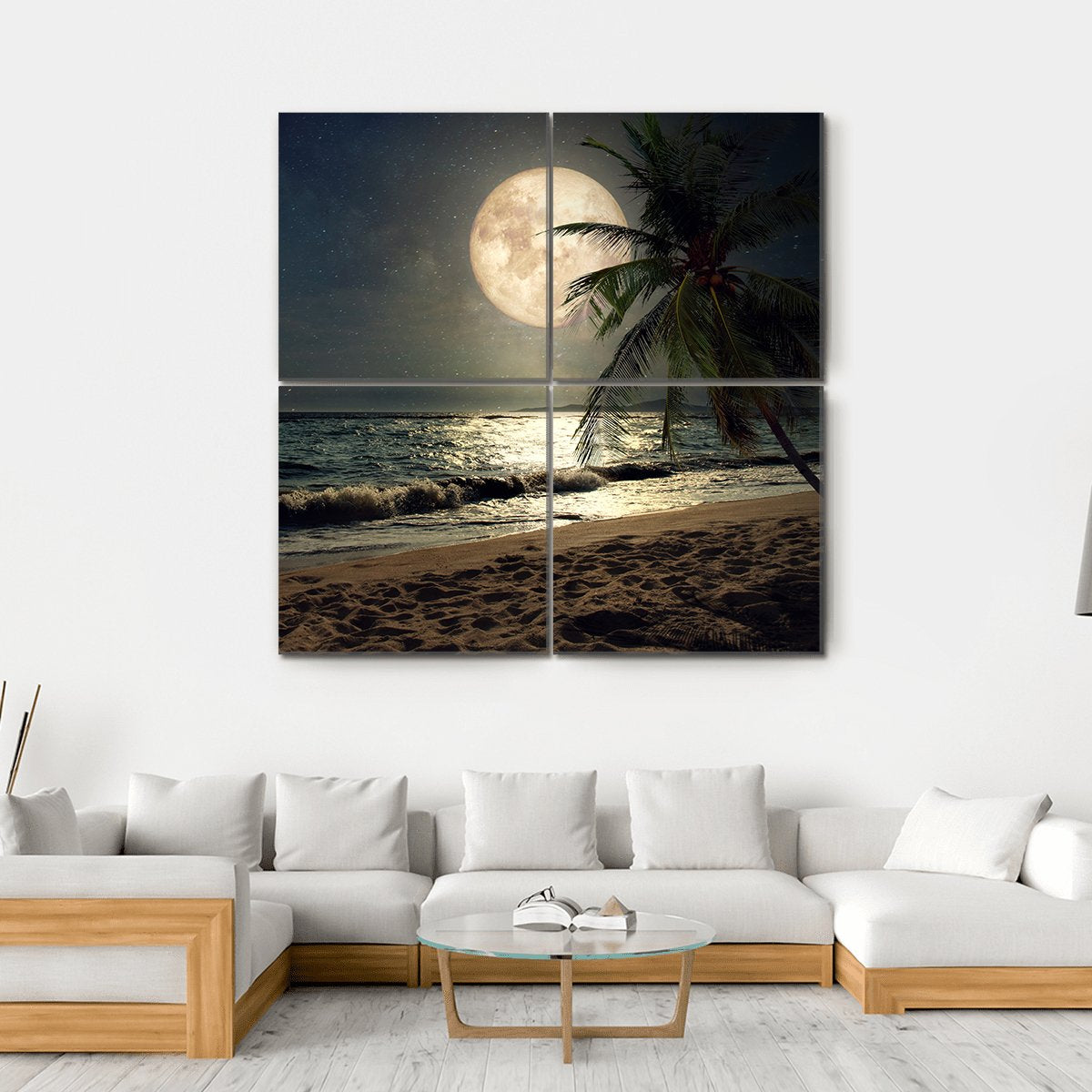 Fantasy Tropical Beach Canvas Wall Art-4 Square-Gallery Wrap-17" x 17"-Tiaracle