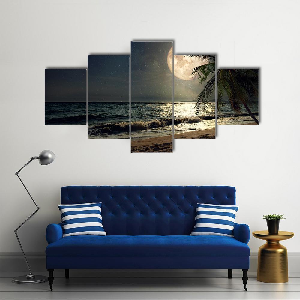 Fantasy Tropical Beach Canvas Wall Art-5 Star-Gallery Wrap-62" x 32"-Tiaracle