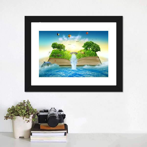 Fantasy World Book Canvas Wall Art-1 Piece-Framed Print-20" x 16"-Tiaracle