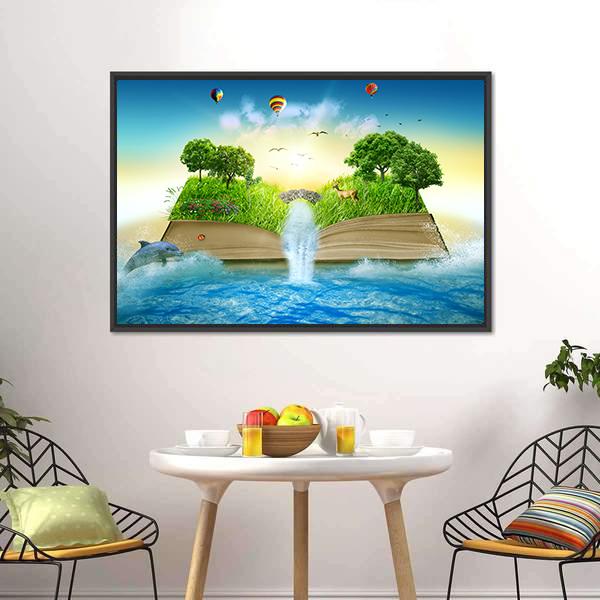 Fantasy World Book Canvas Wall Art-3 Horizontal-Gallery Wrap-25" x 16"-Tiaracle