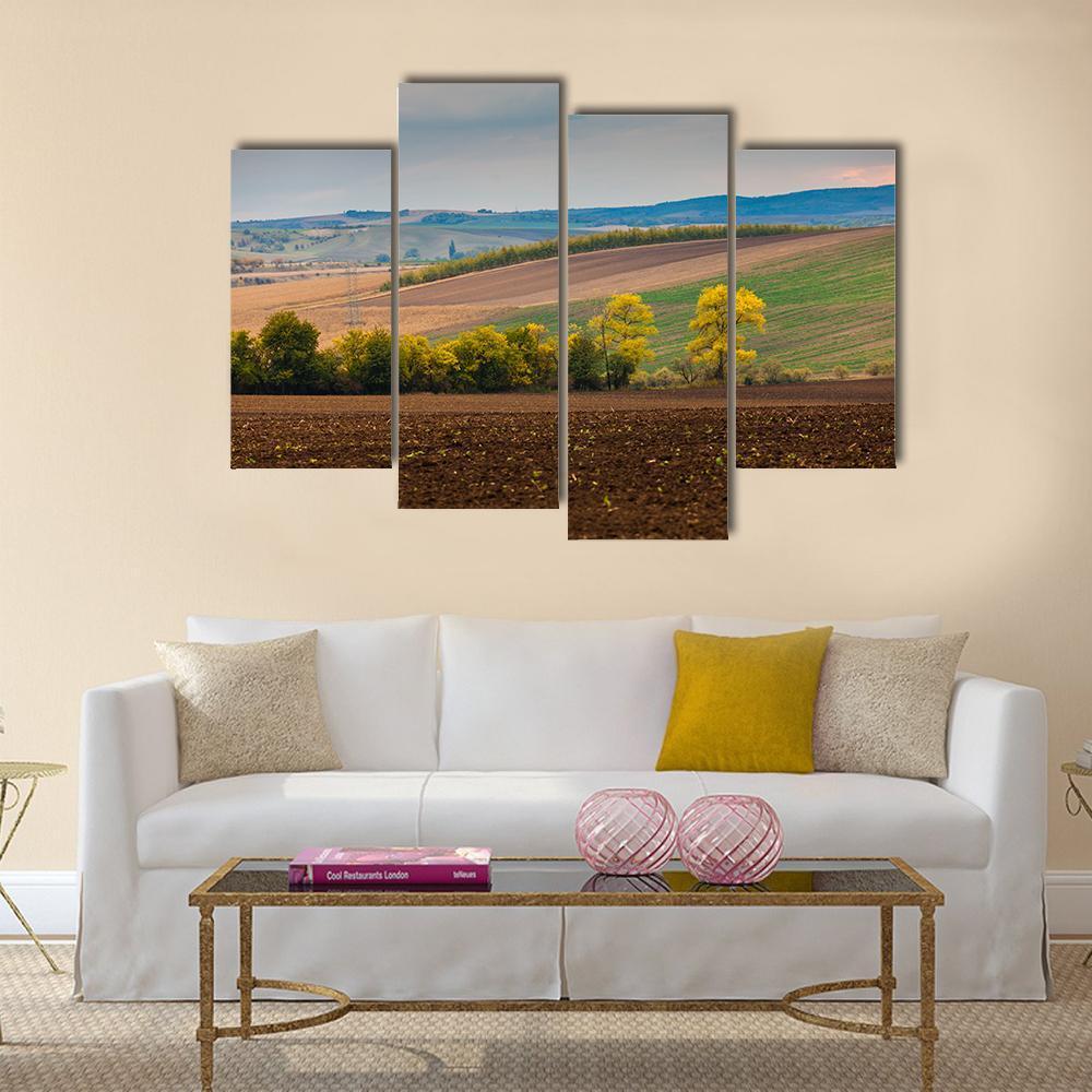 Farm Landscape In South Moravia Canvas Wall Art-4 Pop-Gallery Wrap-50" x 32"-Tiaracle