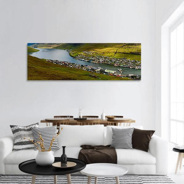 Settlement On Bordoy Panoramic Canvas Wall Art-1 Piece-36" x 12"-Tiaracle
