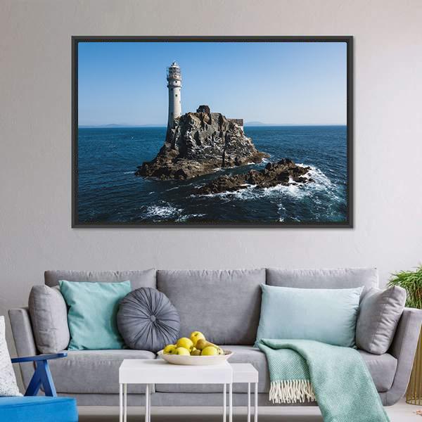 Fastnet Lighthouse Canvas Wall Art-5 Horizontal-Gallery Wrap-22" x 12"-Tiaracle