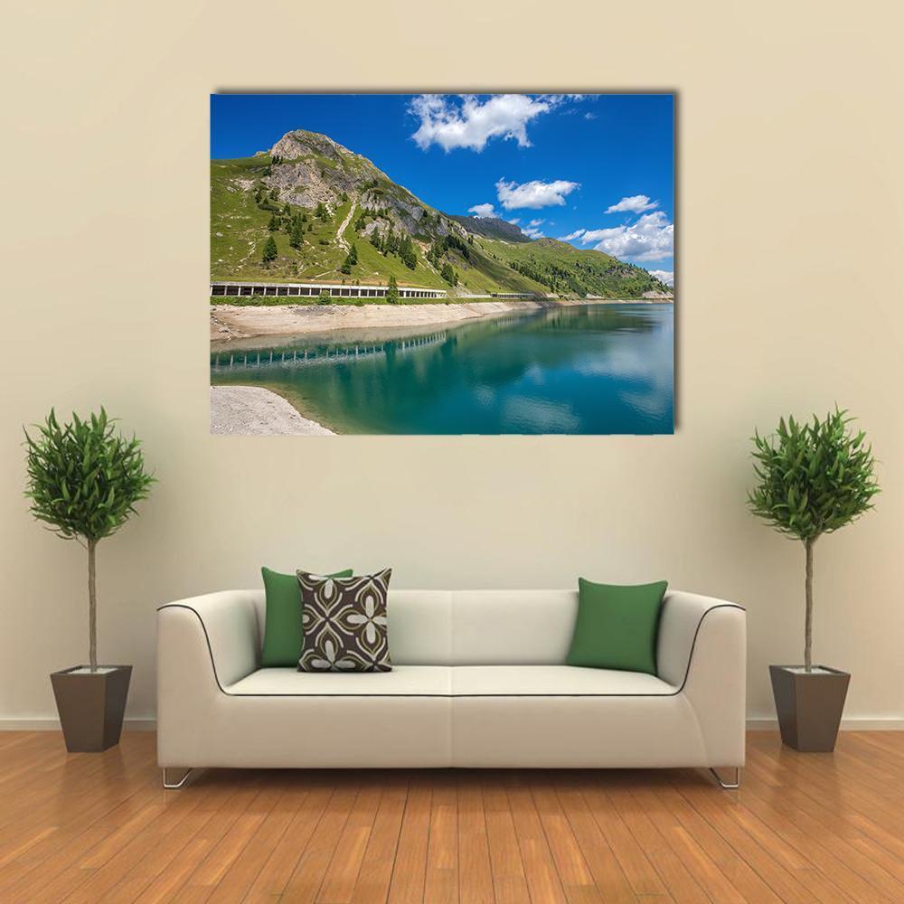 Fedaia Lake Canvas Wall Art-1 Piece-Gallery Wrap-48" x 32"-Tiaracle