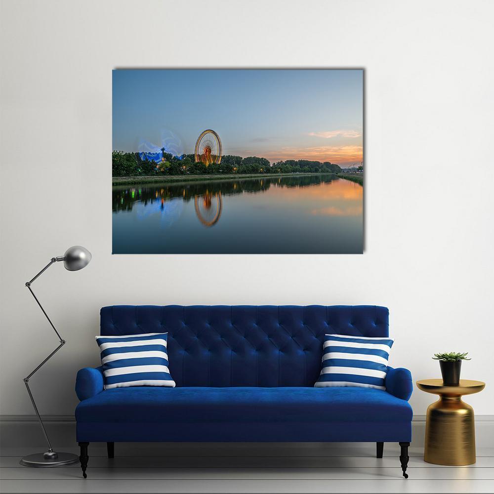 Ferris Wheel In Regensburg Canvas Wall Art-1 Piece-Gallery Wrap-36" x 24"-Tiaracle
