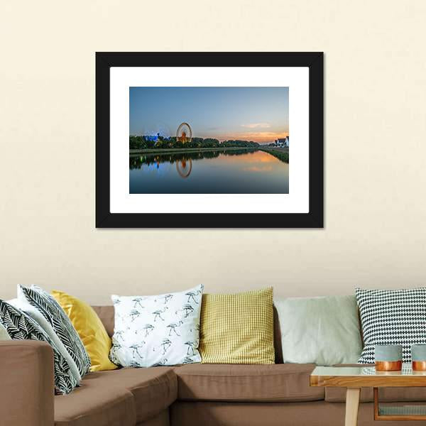 Ferris Wheel In Regensburg Canvas Wall Art-3 Horizontal-Gallery Wrap-25" x 16"-Tiaracle