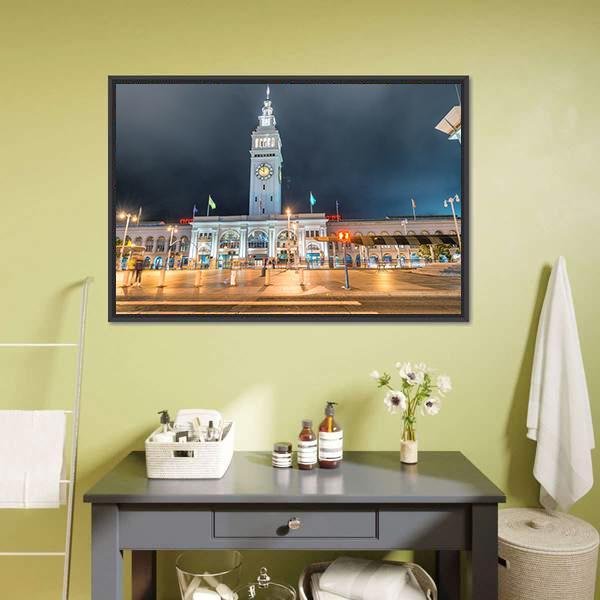Ferry Building Marketplace Canvas Wall Art-1 Piece-Floating Frame-24" x 16"-Tiaracle