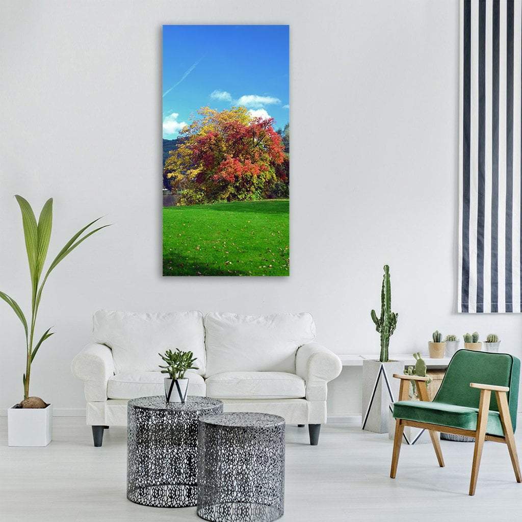 Field In Autumn Vertical Canvas Wall Art-1 Vertical-Gallery Wrap-12" x 24"-Tiaracle