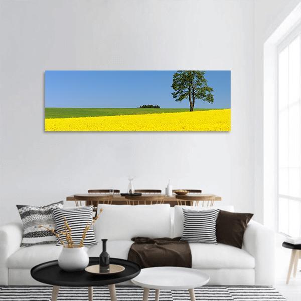 Field Of Rapeseed Panoramic Canvas Wall Art-1 Piece-36" x 12"-Tiaracle