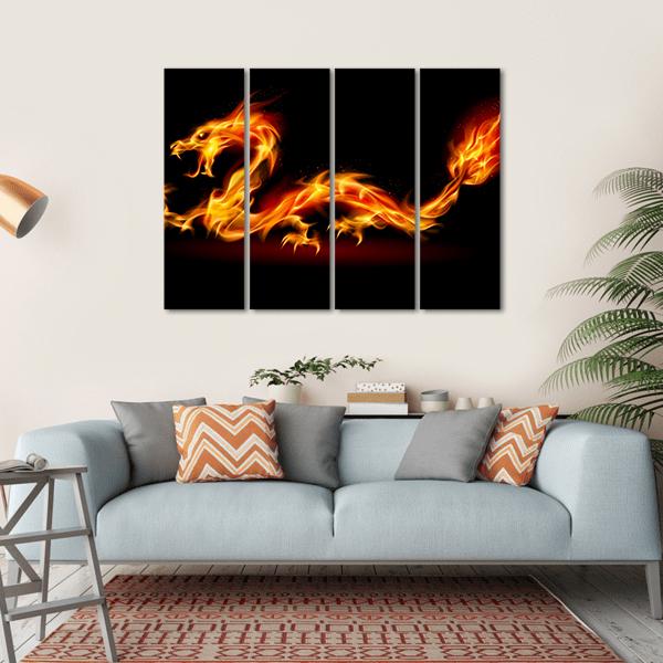 Fiery Dragon Canvas Wall Art-4 Horizontal-Gallery Wrap-34" x 24"-Tiaracle