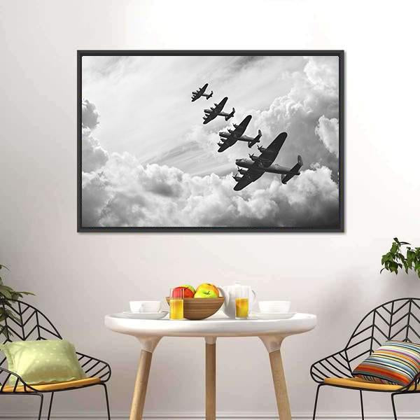 Fighter Jets In World War Canvas Wall Art-5 Horizontal-Gallery Wrap-22" x 12"-Tiaracle