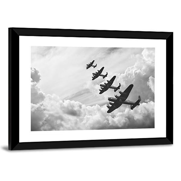 Fighter Jets In World War Canvas Wall Art-5 Horizontal-Gallery Wrap-22" x 12"-Tiaracle
