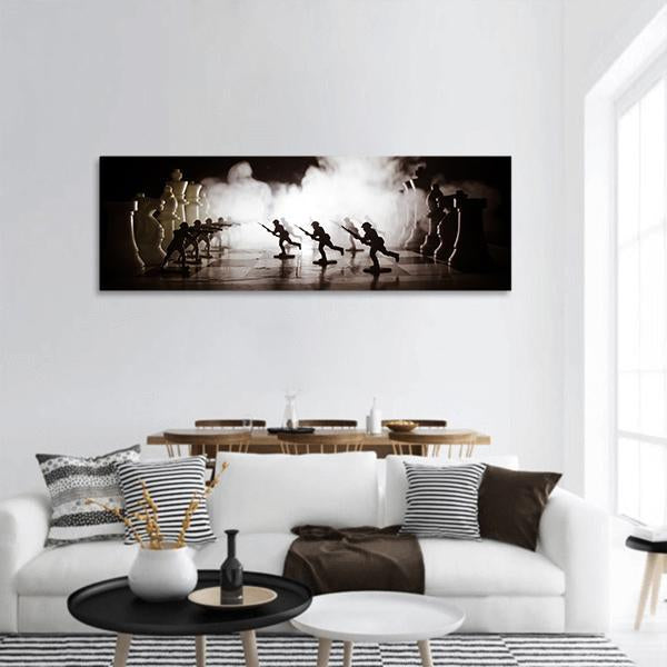 Fighting Scene Concept Panoramic Canvas Wall Art-1 Piece-36" x 12"-Tiaracle