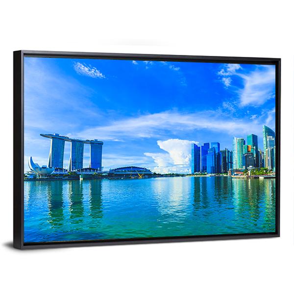 Financial District Buildings Singapore Canvas Wall Art-1 Piece-Floating Frame-24" x 16"-Tiaracle