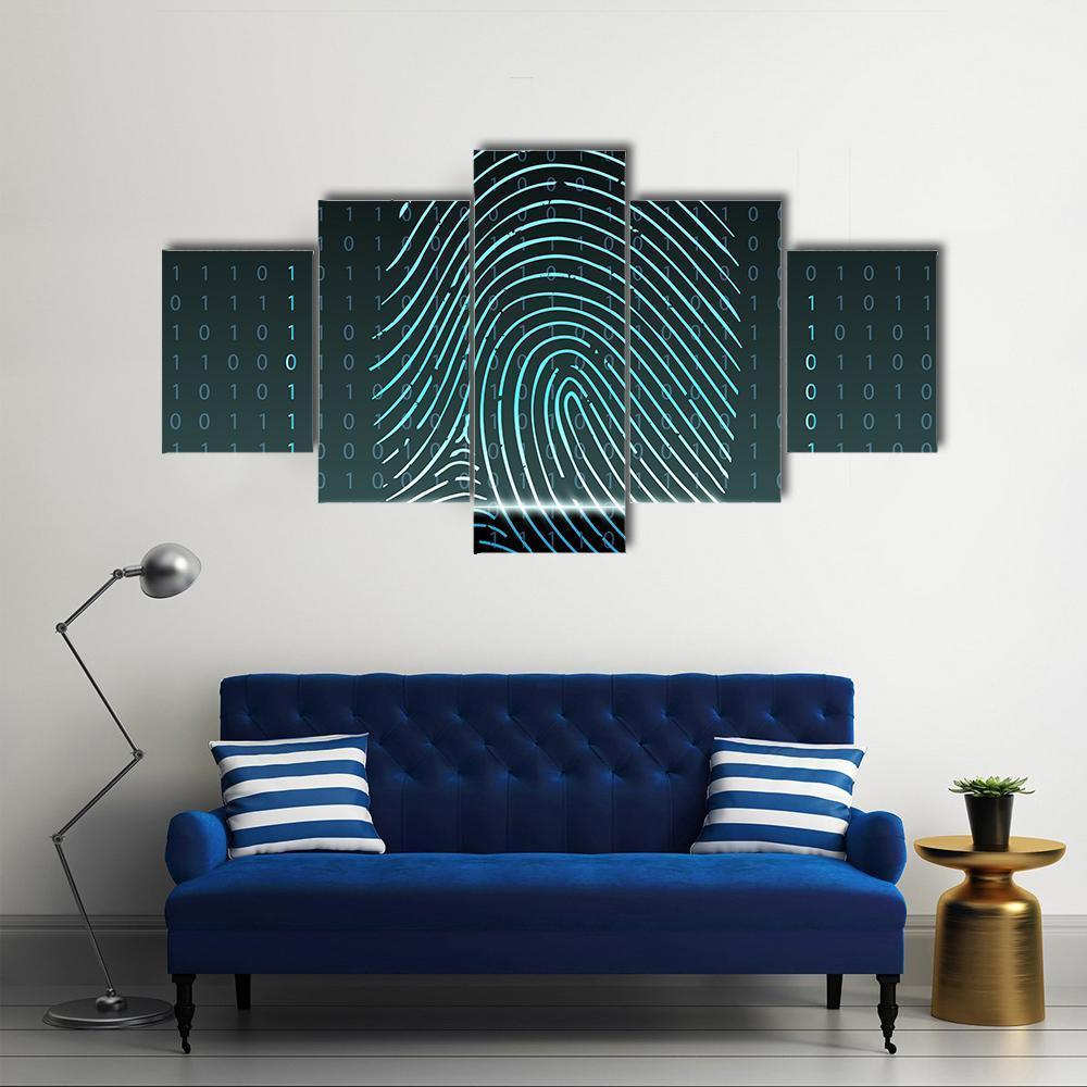 Fingerprint Scan Canvas Wall Art-5 Star-Gallery Wrap-62" x 32"-Tiaracle
