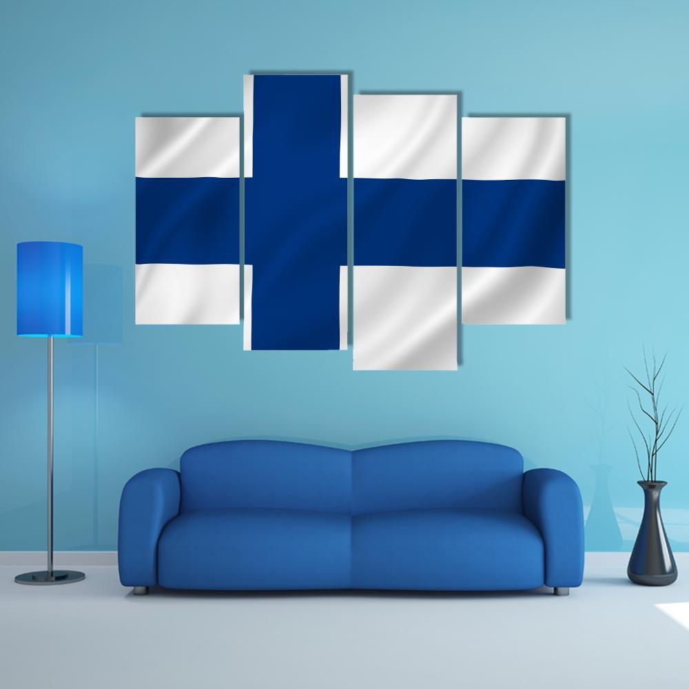 Finland Flag Canvas Wall Art-4 Pop-Gallery Wrap-50" x 32"-Tiaracle