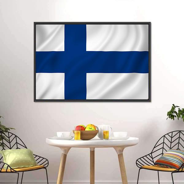 Finland Flag Canvas Wall Art-3 Horizontal-Gallery Wrap-25" x 16"-Tiaracle