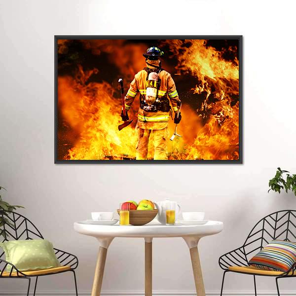 Firefighter Canvas Wall Art-5 Horizontal-Gallery Wrap-22" x 12"-Tiaracle