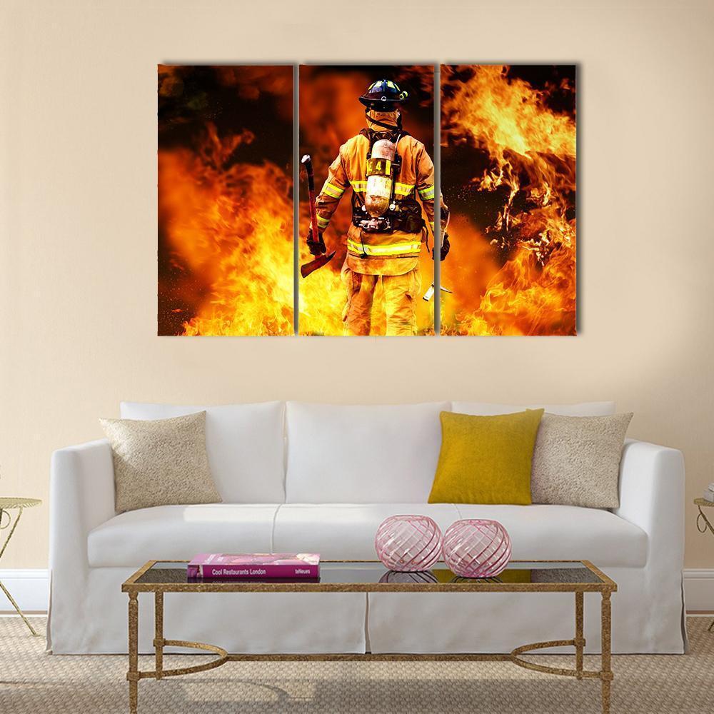 Firefighter Canvas Wall Art-3 Horizontal-Gallery Wrap-37" x 24"-Tiaracle
