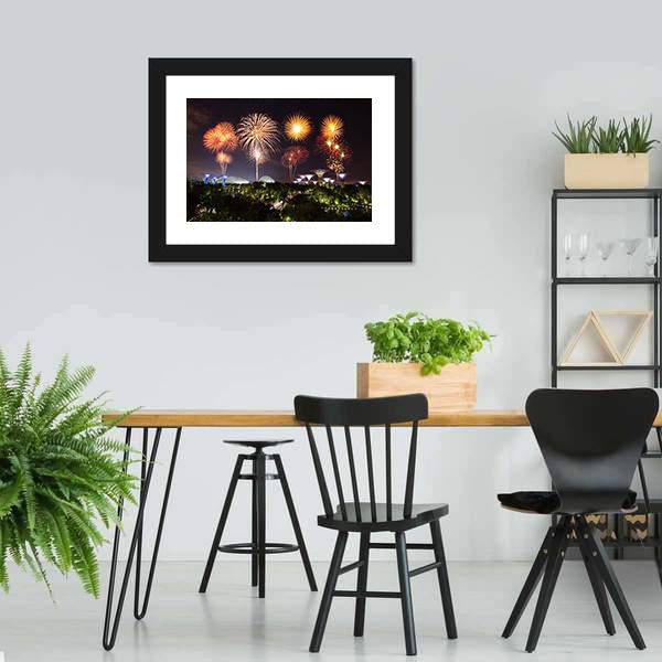 Firework Over Gardens Canvas Wall Art-3 Horizontal-Gallery Wrap-25" x 16"-Tiaracle