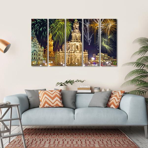 Fireworks In Dresden Canvas Wall Art-5 Horizontal-Gallery Wrap-22" x 12"-Tiaracle