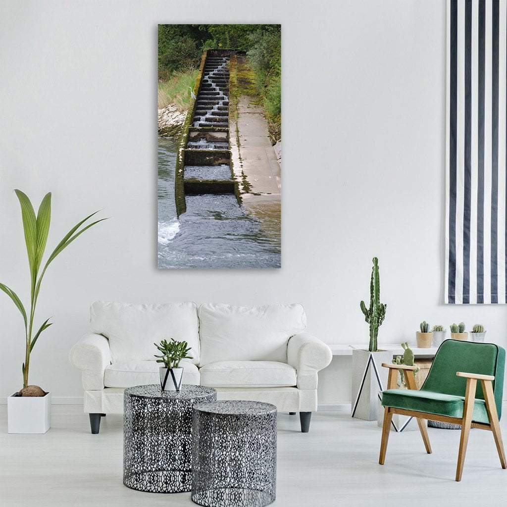 Fish Ladder River Pass Switzerland Vertical Canvas Wall Art-1 Vertical-Gallery Wrap-12" x 24"-Tiaracle