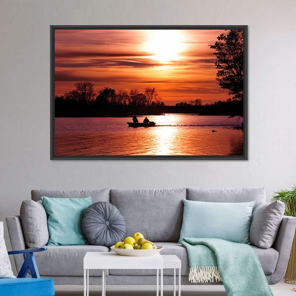 Fishing At Sunset On Waller Canvas Wall Art-3 Horizontal-Gallery Wrap-25" x 16"-Tiaracle
