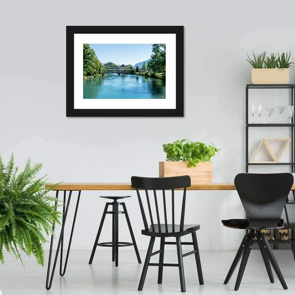 Fishing In Village Iseltwiald Canvas Wall Art-3 Horizontal-Gallery Wrap-25" x 16"-Tiaracle