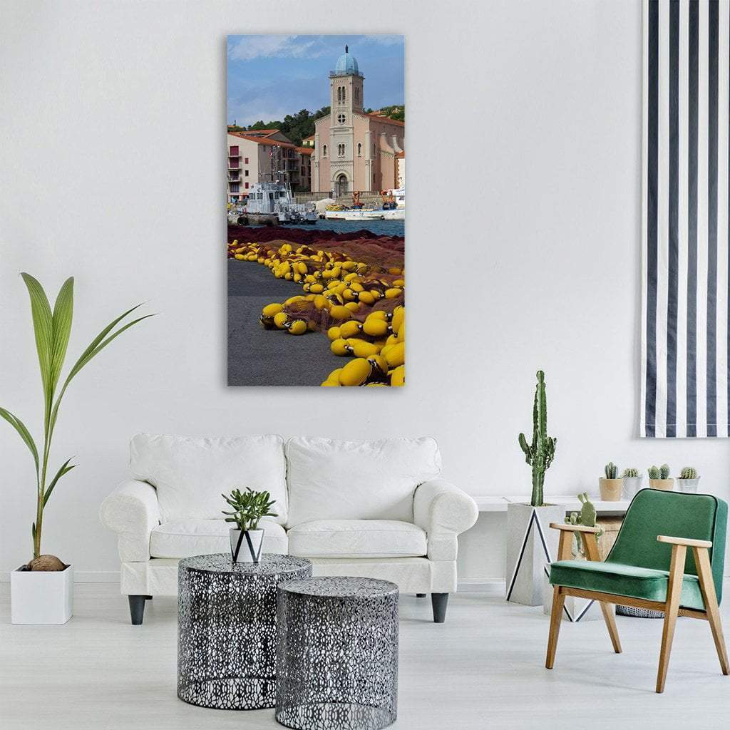 Fishing Net On Port Vendres Vertical Canvas Wall Art-1 Vertical-Gallery Wrap-12" x 24"-Tiaracle