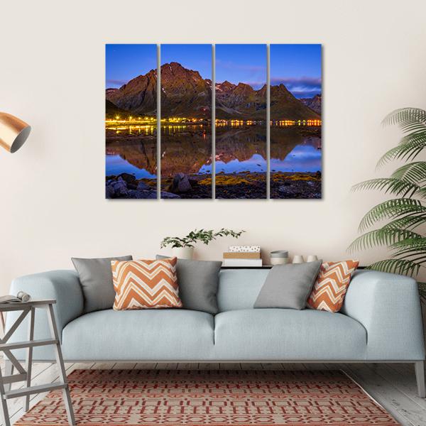 Fishing Village In Norway Canvas Wall Art-4 Horizontal-Gallery Wrap-34" x 24"-Tiaracle