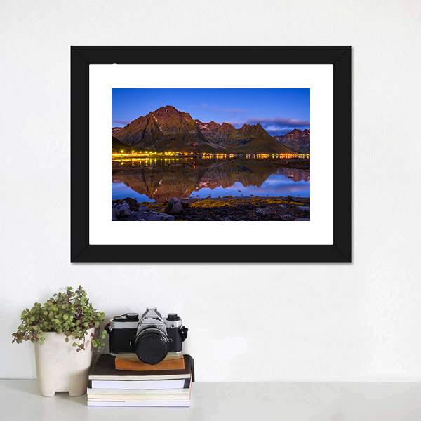 Fishing Village In Norway Canvas Wall Art-3 Horizontal-Gallery Wrap-25" x 16"-Tiaracle