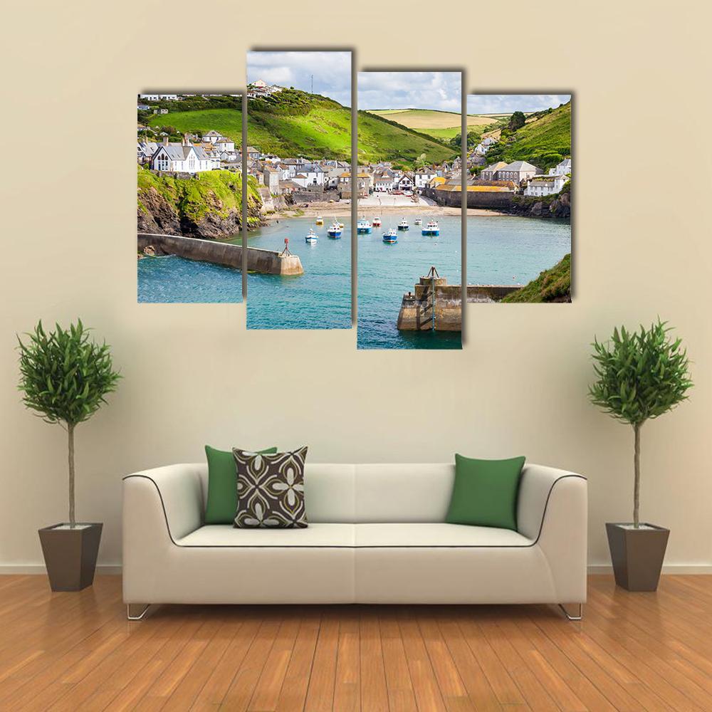 Fishing Village Of Port Isaac Canvas Wall Art-4 Pop-Gallery Wrap-50" x 32"-Tiaracle