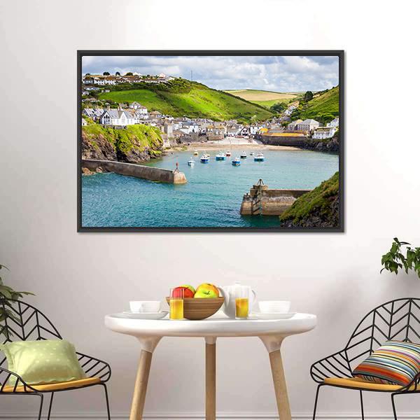 Fishing Village Of Port Isaac Canvas Wall Art-3 Horizontal-Gallery Wrap-25" x 16"-Tiaracle