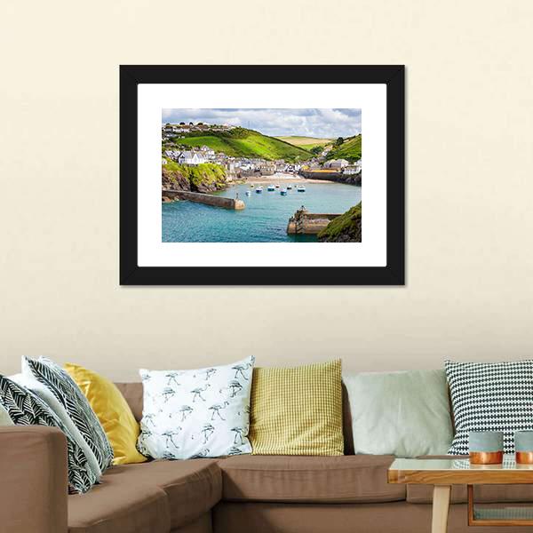 Fishing Village Of Port Isaac Canvas Wall Art-3 Horizontal-Gallery Wrap-25" x 16"-Tiaracle