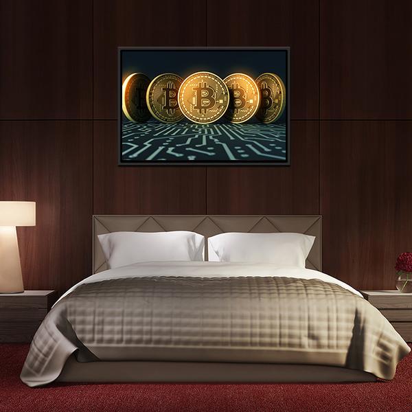 Five Bitcoins Canvas Wall Art-3 Horizontal-Gallery Wrap-25" x 16"-Tiaracle