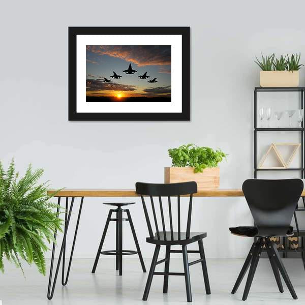 Five Bombers Over Orange Sunset Canvas Wall Art-3 Horizontal-Gallery Wrap-25" x 16"-Tiaracle