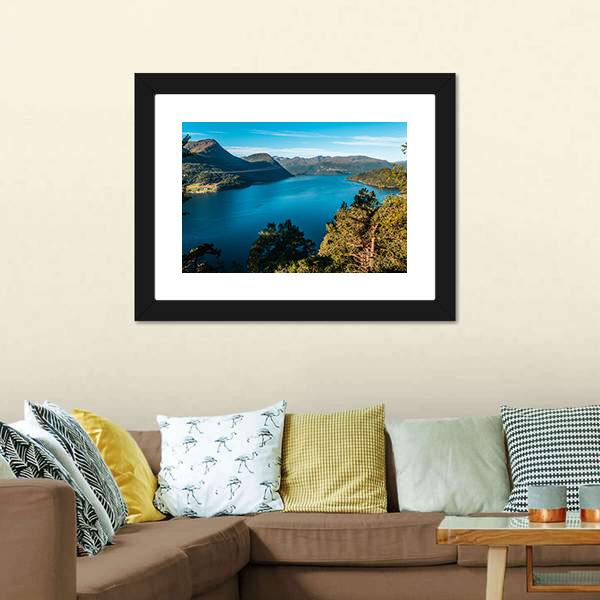 Fjord With Mountains Canvas Wall Art-3 Horizontal-Gallery Wrap-25" x 16"-Tiaracle
