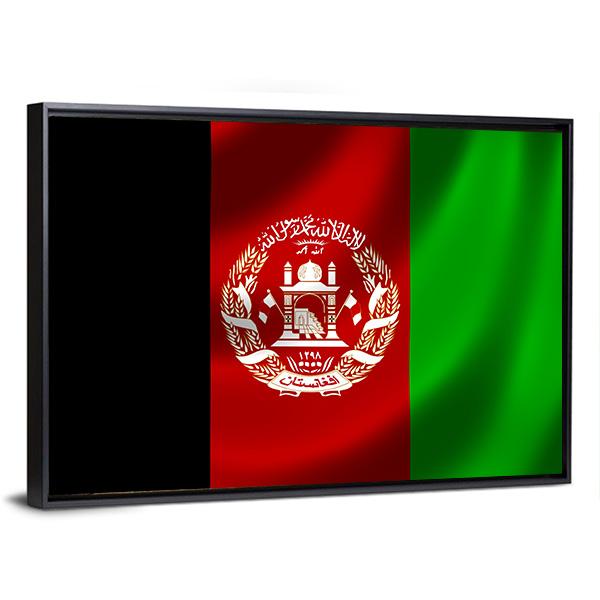Flag Of Afghanistan Canvas Wall Art-5 Horizontal-Gallery Wrap-22" x 12"-Tiaracle