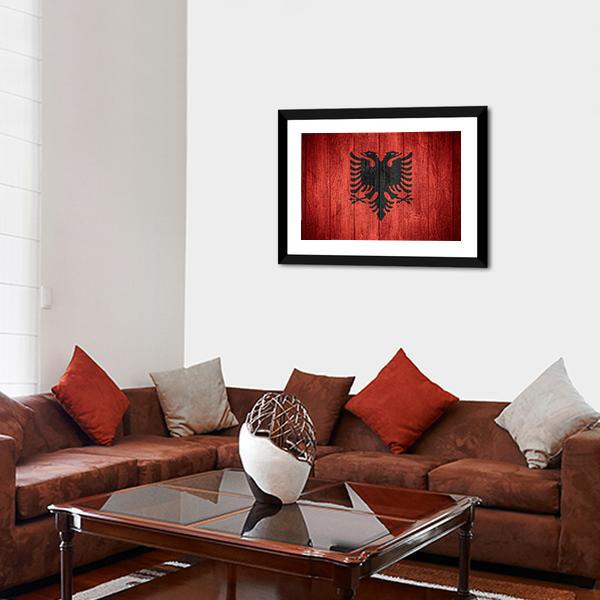 Flag Of Albania Canvas Wall Art-5 Horizontal-Gallery Wrap-22" x 12"-Tiaracle