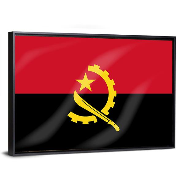 Flag Of Angola Canvas Wall Art-5 Horizontal-Gallery Wrap-22" x 12"-Tiaracle