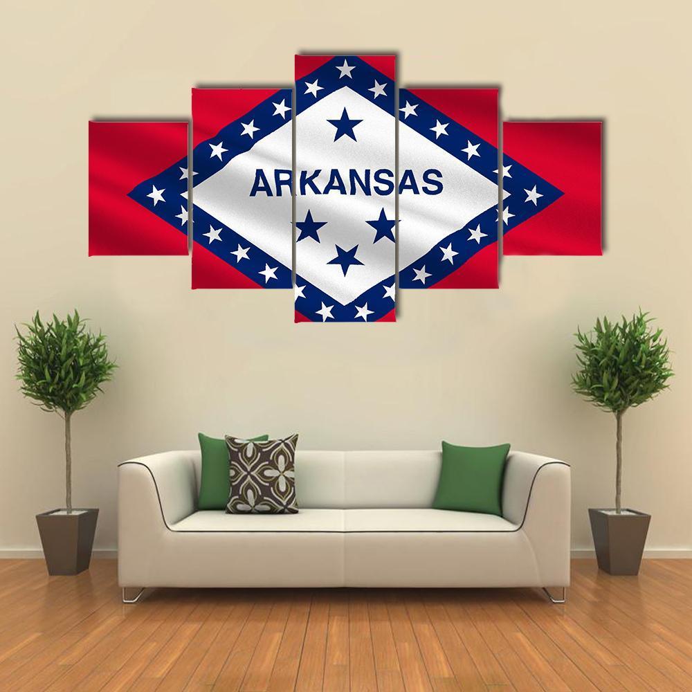 Flag Of Arkansas Canvas Wall Art-5 Star-Gallery Wrap-62" x 32"-Tiaracle