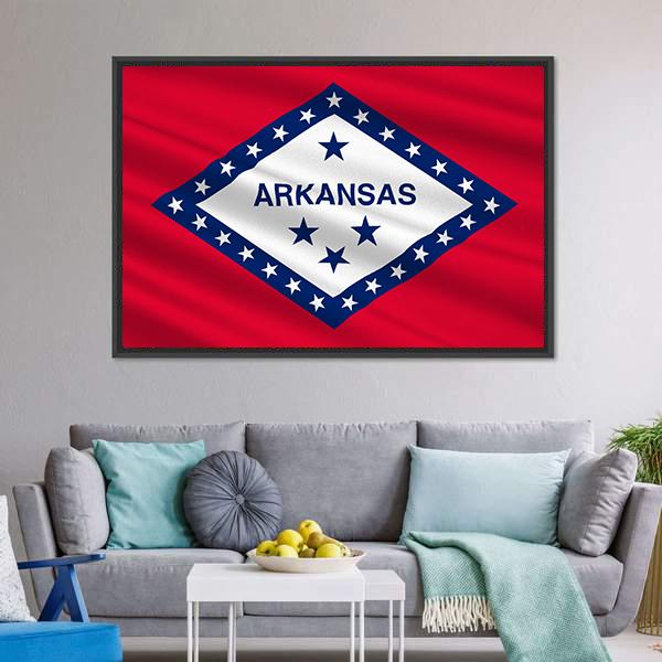 Flag Of Arkansas Canvas Wall Art-3 Horizontal-Gallery Wrap-25" x 16"-Tiaracle