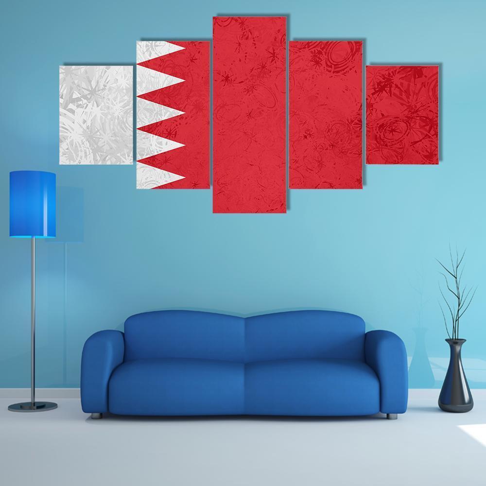 Flag Of Bahrain Canvas Wall Art-5 Star-Gallery Wrap-62" x 32"-Tiaracle