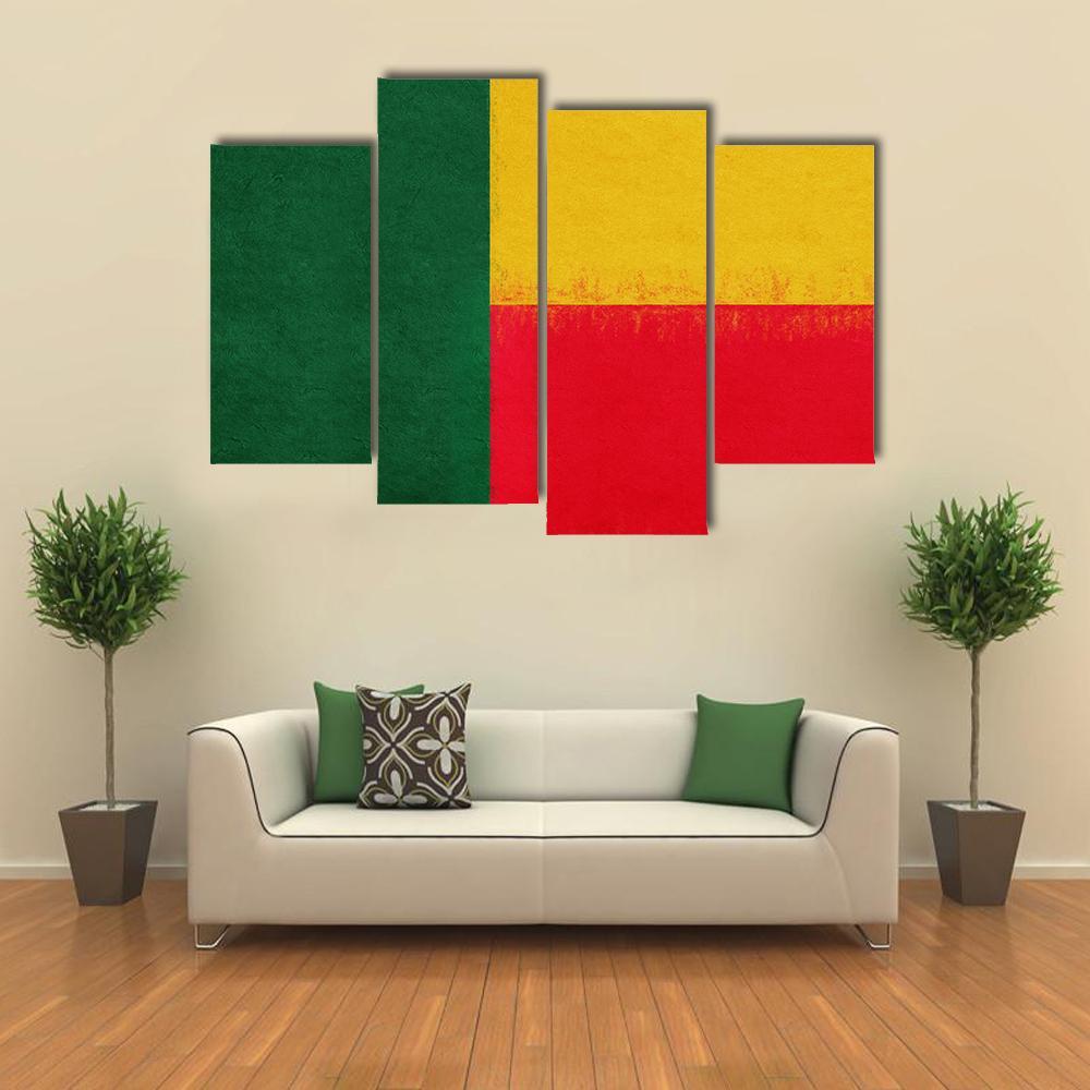 Flag Of Benin Canvas Wall Art-4 Pop-Gallery Wrap-50" x 32"-Tiaracle