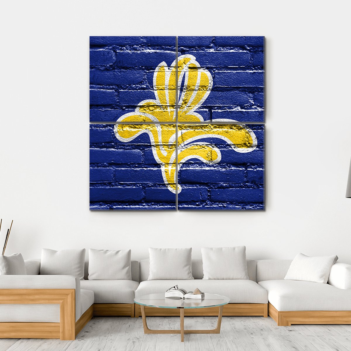 Flag Of Brussels Region Canvas Wall Art-4 Square-Gallery Wrap-17" x 17"-Tiaracle