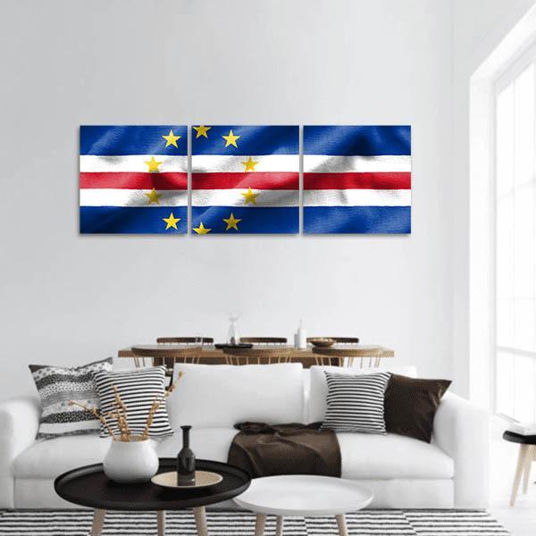 Flag Of Cape Verde Panoramic Canvas Wall Art-3 Piece-25" x 08"-Tiaracle