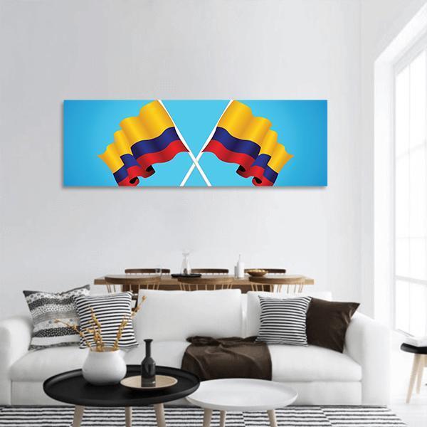 Two Colombian Flags Panoramic Canvas Wall Art-1 Piece-36" x 12"-Tiaracle