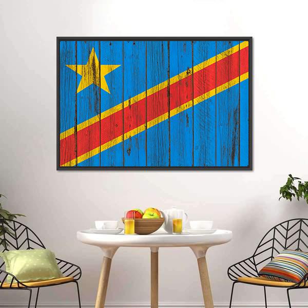 Flag Of Congo Canvas Wall Art-3 Horizontal-Gallery Wrap-25" x 16"-Tiaracle